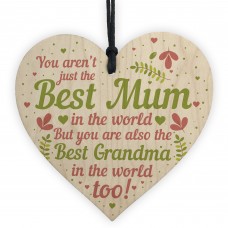Cute Mother's Day Gift Card Wooden Heart Mum Gifts Best Grandma 