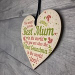 Cute Mother's Day Gift Card Wooden Heart Mum Gifts Best Grandma 