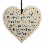 Funny Brother In Law Birthday Gift Wood Heart Humour Brother