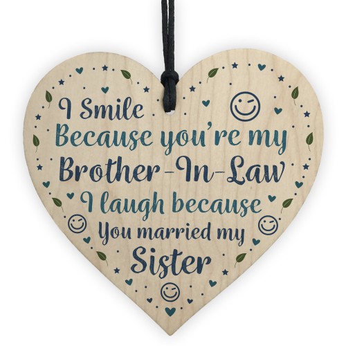 Funny Brother In Law Birthday Gift Wood Heart Humour Brother