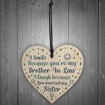 Funny Brother In Law Birthday Gift Wood Heart Humour Brother