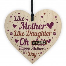 Joke Mothers Day Gift Wood Heart Mother Daughter Gifts Humour 