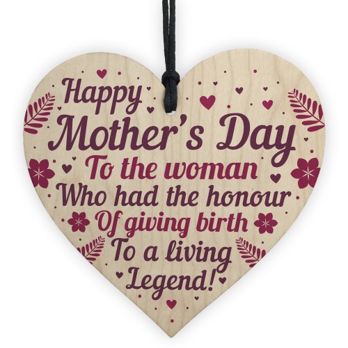 Funny Humour Mothers Day Gift Card Wood Heart Mum Daughter Gift