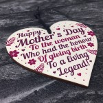 Funny Humour Mothers Day Gift Card Wood Heart Mum Daughter Gift