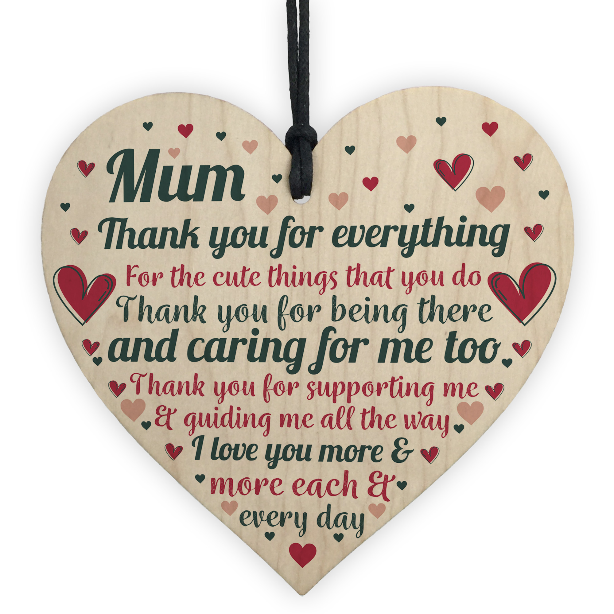 Mum Gifts Wooden Hanging Heart Plaque, Light Wood Sign, Best Mum Gifts, I Love You Mum Wood Heart, Mum Wooden Plaque, Best Mum Ever In The World On - View #12