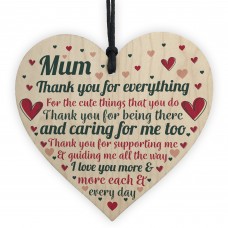 Cute Mothers Day Gift Wooden Heart Thank You Gift For Mum 