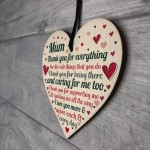 Cute Mothers Day Gift Wooden Heart Thank You Gift For Mum 