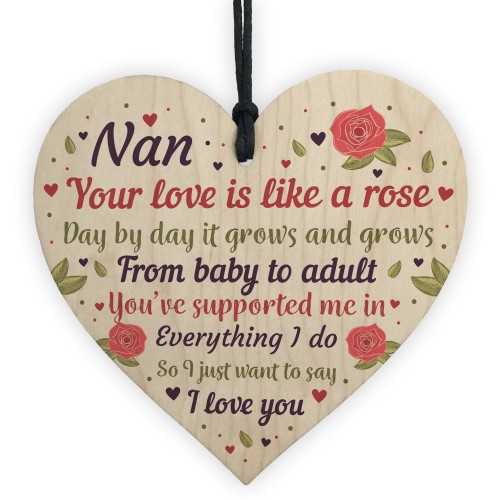 Nan Gifts Wood Heart Nan Birthday Gifts Love Plaque Mothers Day