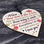 Nan Gifts Wood Heart Nan Birthday Gifts Love Plaque Mothers Day