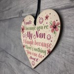 Funny NAN Gift Wooden Heart Mothers Day Gift For Nan Birthday