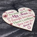 Funny NAN Gift Wooden Heart Mothers Day Gift For Nan Birthday