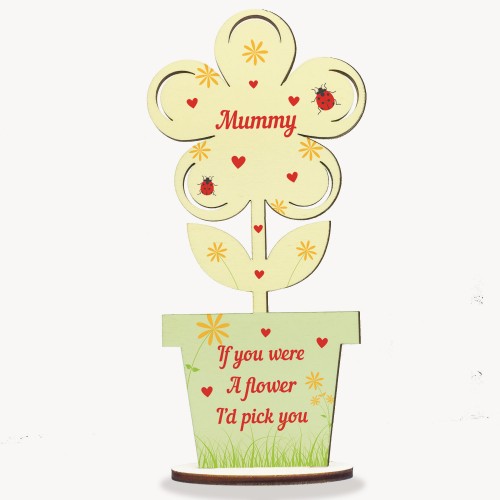 Cute Mothers Day Gift Mummy Plaque Wooden Flower Gift For Mummy