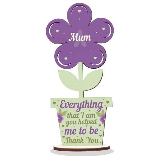 Thank You Gift Wood Flower Mum Birthday Gift Mother Daughter