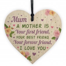Mothers Day Gift Wood Heart Mum Birthday Card Best Friend Gift 