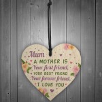 Mothers Day Gift Wood Heart Mum Birthday Card Best Friend Gift 