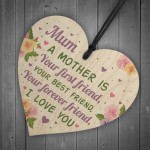 Mothers Day Gift Wood Heart Mum Birthday Card Best Friend Gift 