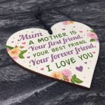 Mothers Day Gift Wood Heart Mum Birthday Card Best Friend Gift 