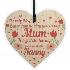 Mum Nanny Gifts Wooden Heart Mothers Day Gift Card New Baby Gift