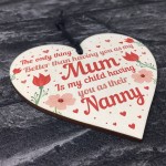Mum Nanny Gifts Wooden Heart Mothers Day Gift Card New Baby Gift