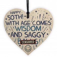 Funny Rude 50th Birthday Gift Wood Heart Funny 50th Birthday