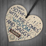 Funny Rude 50th Birthday Gift Wood Heart Funny 50th Birthday
