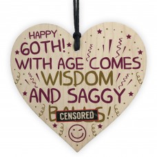 Funny Rude 60th Birthday Gift Wooden Heart Funny 60th Birthday 
