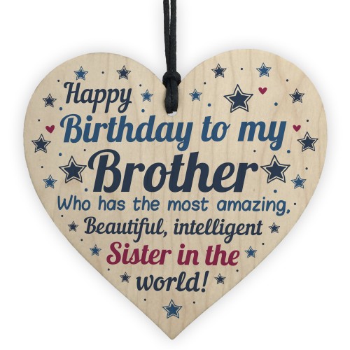 Funny Brother Birthday Gifts Brother Birthday Card Wooden Heart 