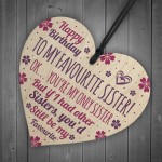 Funny Birthday Gift For Sister Wooden Heart Funny Sister Card