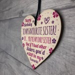 Funny Birthday Gift For Sister Wooden Heart Funny Sister Card