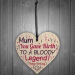 Funny Birthday Gift For Mum Wooden Heart Mum Gift From Son Card