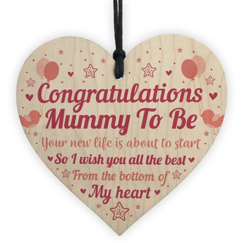 Mummy To Be Gift Wood Heart Congratulations Gift Baby Shower