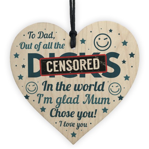 Funny Rude Dad Birthday Gift Wooden Heart Gift For Dad From Son