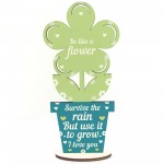 Stronger Inspirational Friendship Gift Wood Flower Birthday Gift