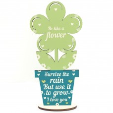 Stronger Inspirational Friendship Gift Wood Flower Birthday Gift