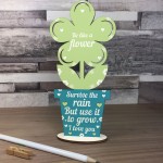 Stronger Inspirational Friendship Gift Wood Flower Birthday Gift