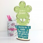 Stronger Inspirational Friendship Gift Wood Flower Birthday Gift