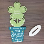 Stronger Inspirational Friendship Gift Wood Flower Birthday Gift