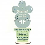 Cute Fathers Day Gift For Grandad Wooden Flower Grandad Birthday