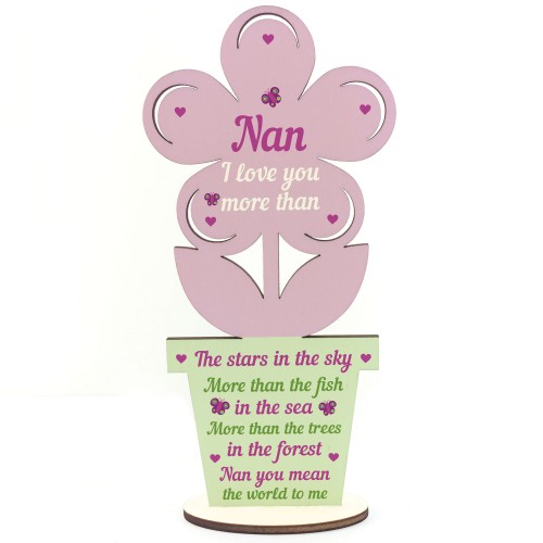 Nan Birthday Christmas Gifts Wood Flower Nan Gifts LOVE Keepsake