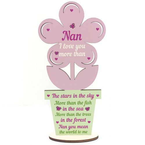 Nan Birthday Christmas Gifts Wood Flower Nan Gifts LOVE Keepsake