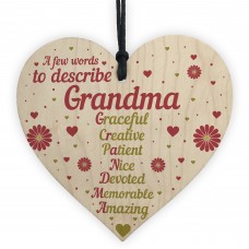 Words To Describe Grandma Wood Heart Birthday Gifts Grandma