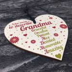 Words To Describe Grandma Wood Heart Birthday Gifts Grandma