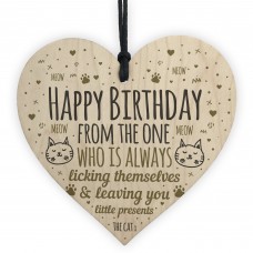 Funny Mum Dad Sister Brother Birthday Gifts Wood Heart Cat Gifts
