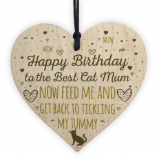 Funny Humourous Cat Gift Wood Heart Funny Mum Gift Mum Birthday