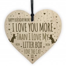 Funny Mum Birthday Card Wood Heart Mum Birthday Gift Humour Cat 
