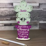 Auntie Birthday Christmas Gift Wooden Flower Auntie Niece Nephew