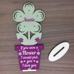 Auntie Birthday Christmas Gift Wooden Flower Auntie Niece Nephew