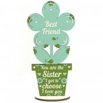 Best Friend Birthday Christmas Gift Wood Flower Sister Thank You