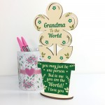 Grandma Birthday Gift From Grandchildren Wood Flower Mothers Day