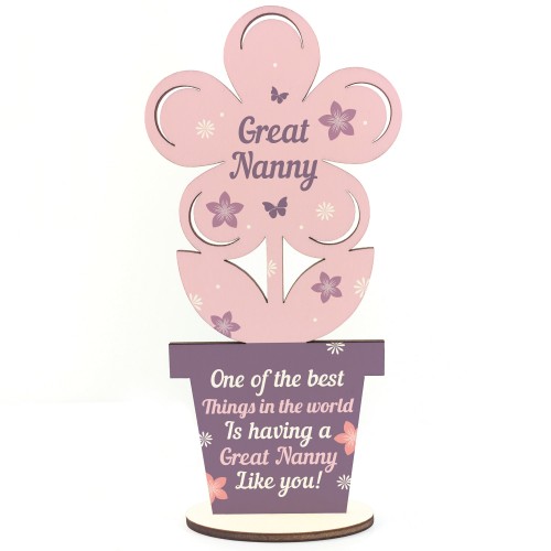 Great Nanny Gifts Wooden Flower Great Nanny Birthday Gifts